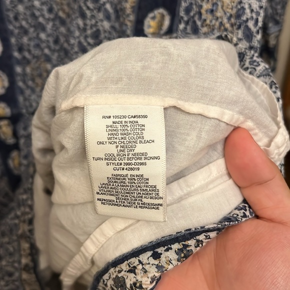 Joie Blue 100% Cotton Drop Waist Boho Mini Dress - Picture 3 of 3